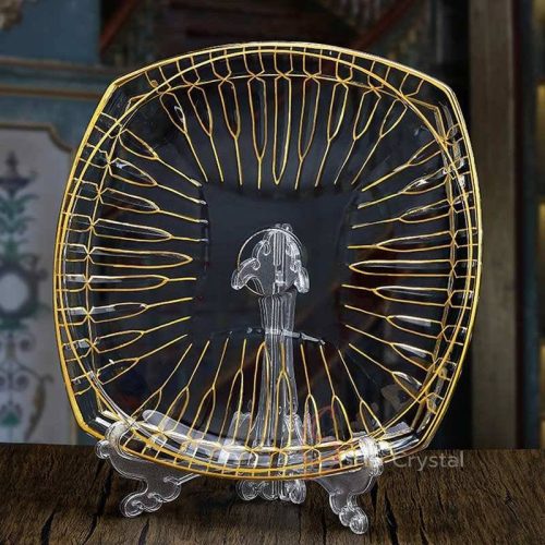 Swallow Tail Gold Glass Oval Serving Plate