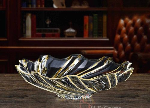 Whirlwind Gold Glass Fruit Bowl