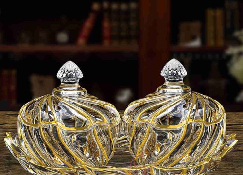 Whirlwind Gold Glass Candy Jar