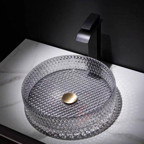 Smoky Diamond Round Crystal Washbasin