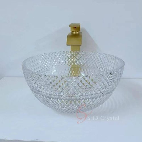 Clear Diamond Bowl Crystal Washbasin