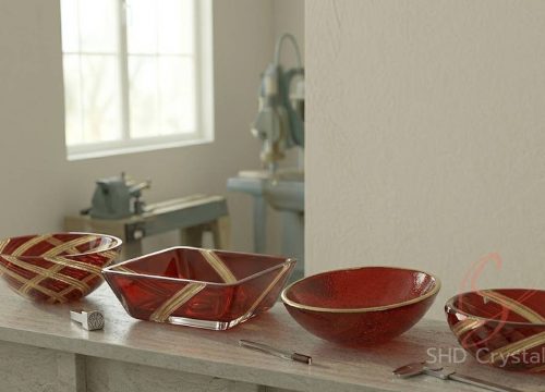 wholesale red glass washbasins
